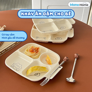 Khay Chia Thức Ăn 4 Ngăn MonoHome – Khay Ăn Dặm Cho Bé, Đĩa Chia Ngăn Nhiều Ngăn, Phù Hợp Ăn Kiêng