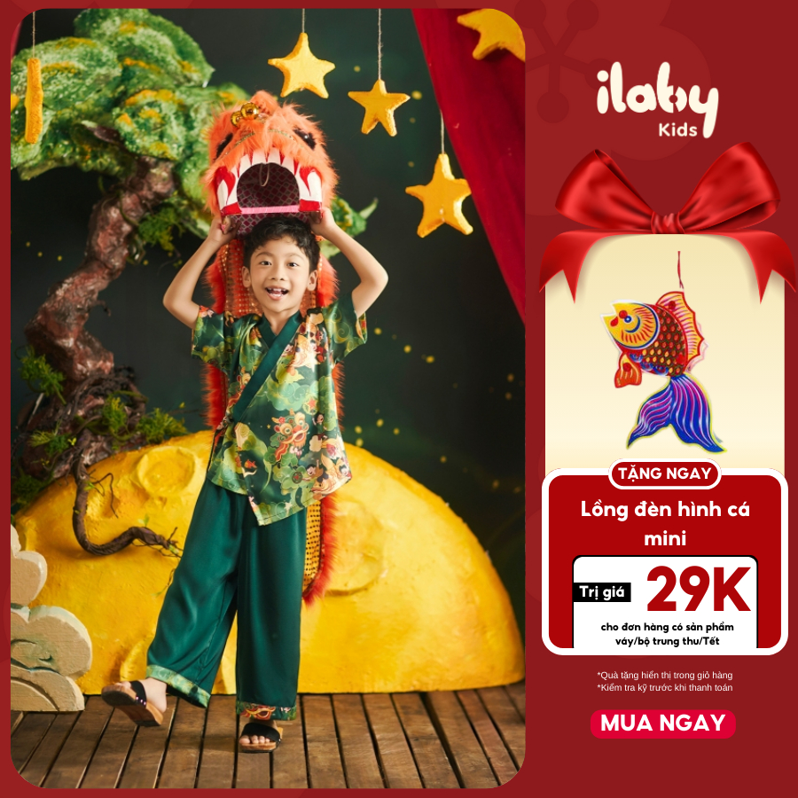 Set bộ bé trai ILABY set bộ Tết bé trai cổ giao lĩnh chất liệu lụa mềm THU HOAN [3455]