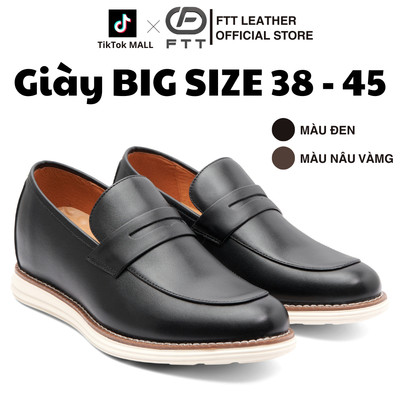 Giày Penny Loafer nam chính hãng cao cấp Fttleather, đế cao su siêu nhẹ tăng chiều cao, phối đồ đẹp