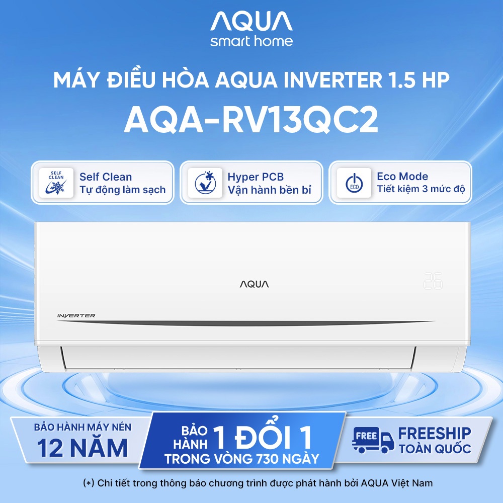 Máy điều hòa Aqua Inverter New Clean Cool 1.5 HP AQA-RV13QC2