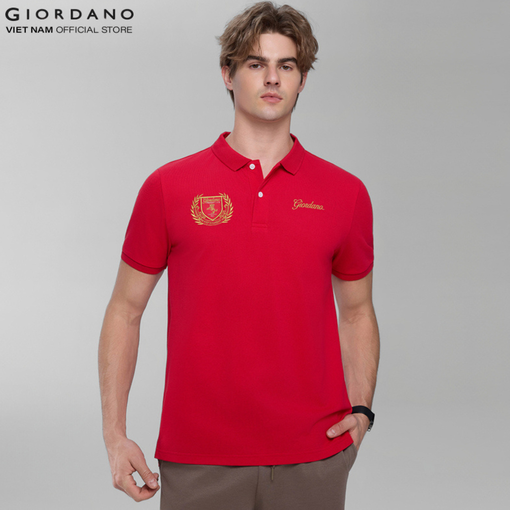 GIORDANO Áo Thun Nam Có Cổ Thêu Horseback Club Polo 01016170