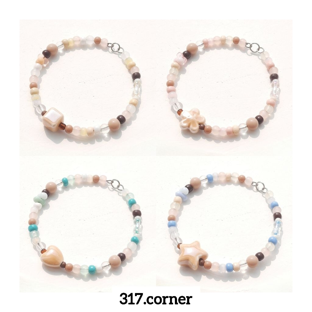 [Hàng đặt trước] Vòng hạt cườm phối màu charm gốm - 317.corner