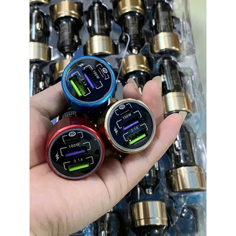 💎Tẩu sạc ô tô A60 siêu đẹp công xuất lên đến 100W   👍Thiết kế vỏ trong suốt hở bản mạch bên trong có