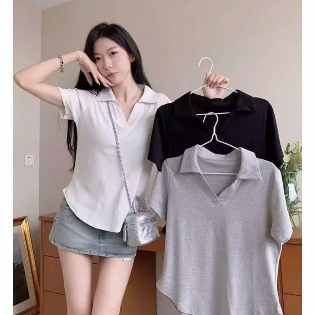 38KG -100KG Áo Polo vạt bầu thun lụa gân lạnh