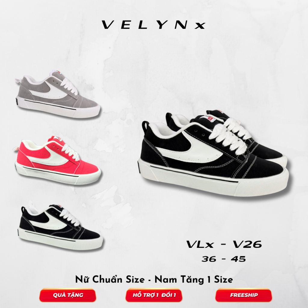 Giày Sneaker Unisex  VLx - V26, 03 Màu Best seller Đế Đúc Nguyên Khối Hottrend - Nam Nữ 36-45 - Shoe