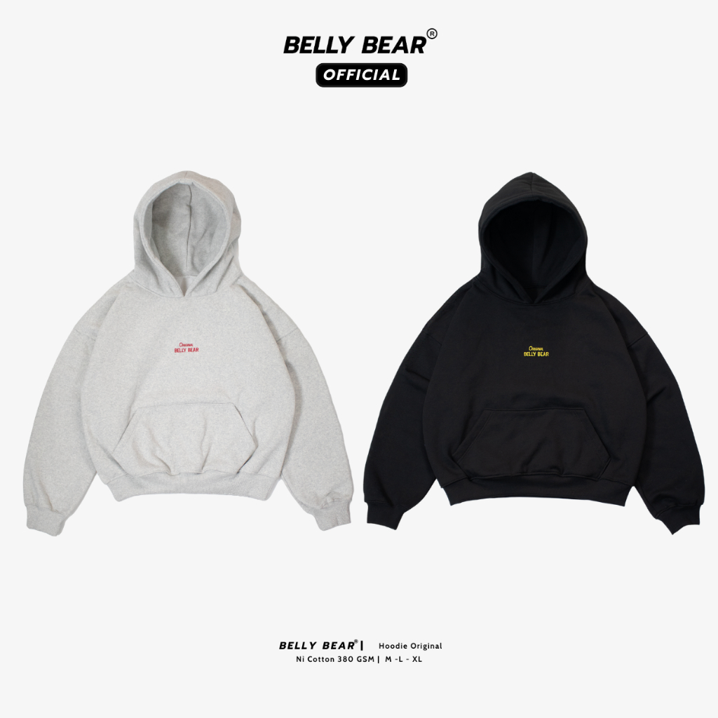 [Deal Mở Bán] Áo Hoodie Original Belly Bear Form Rộng Boxy Trên Mông Chất Nỉ Lót Bông Cotton 420GSM
