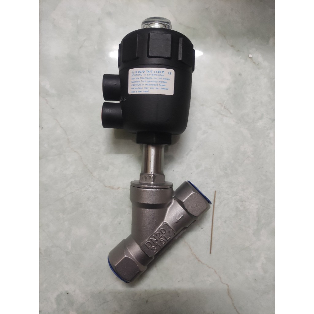 DN20 Van xiên chữ y DN20 bầu nhựa, Van xiên inox DN20 Bầu nhựa khí nén hơi nóng