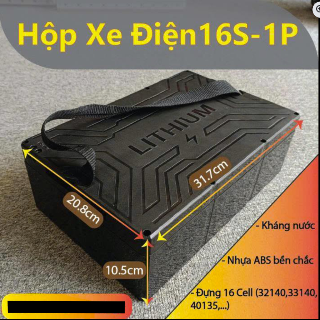 Hộp 16S1P- Xe M133 (16 cell pin 32140/33140-15ah, 40135-20ah) 48V-20ah