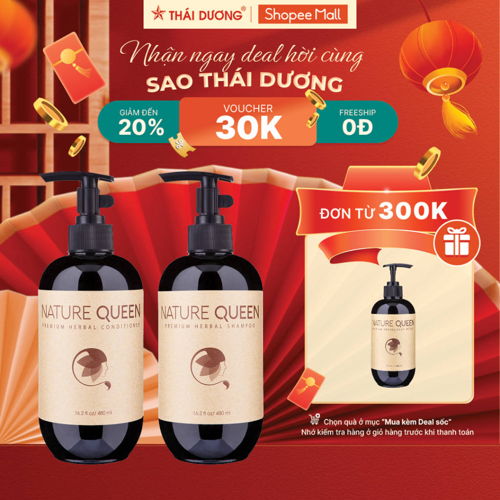 [live] Mua cặp gội xả nature queen 480ml tặng 1 dầu gội   hoặc sữa tắm nature queen 500ml