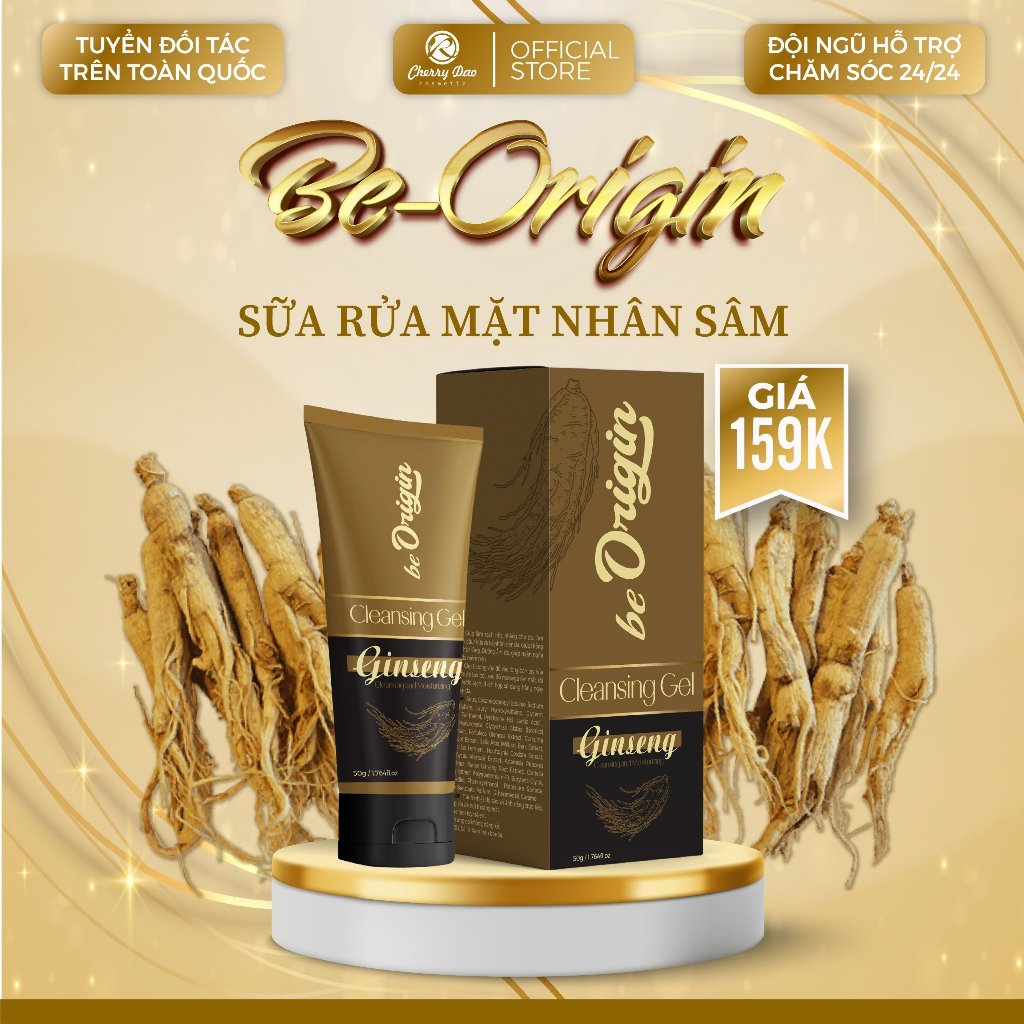 Sữa Rửa Mặt Hồng Sâm Làm Sạch Dịu Nhẹ, Da Sáng Mịn, Dưỡng Ẩm Cherry Dao Cosmetic 50ml