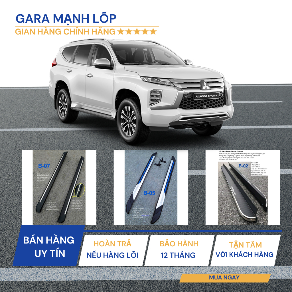 Bậc Lên Xuống, Bệ Bước Chân Xe Mitsubishi Pajero Sport 2013-2016 CAO CẤP