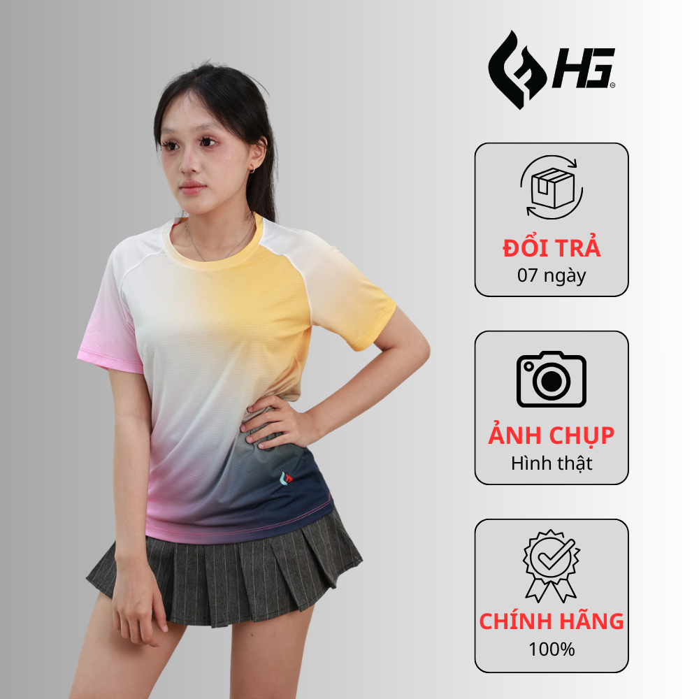 Áo Thể Thao Nữ  HG Fashion Cổ Tròn Tay Ngắn Thoáng Khí Chống Tia UV| A25TS-2FM
