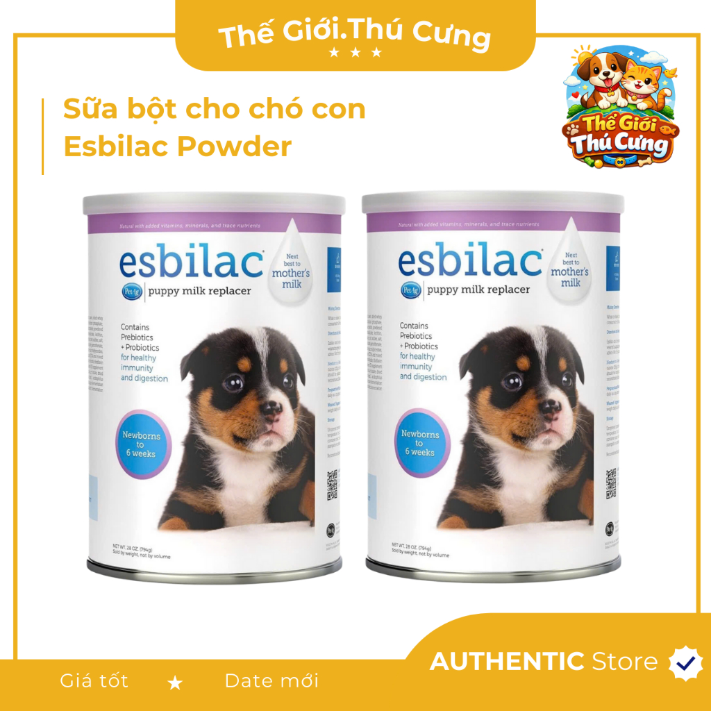 [ Nhập Mỹ ] Sữa bột dành cho chó con Esbilac Powder hộp 794g