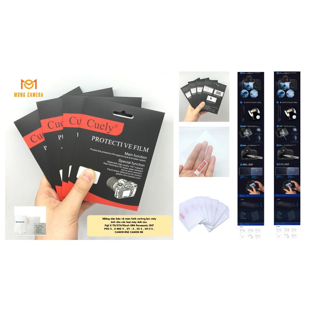 Miếng dán bảo vệ màn hình cường lực máy ảnh  X-T5/XT4/Ricoh GR4 Panasonic GH7 PRO 3 , X-10 ,Canon R8
