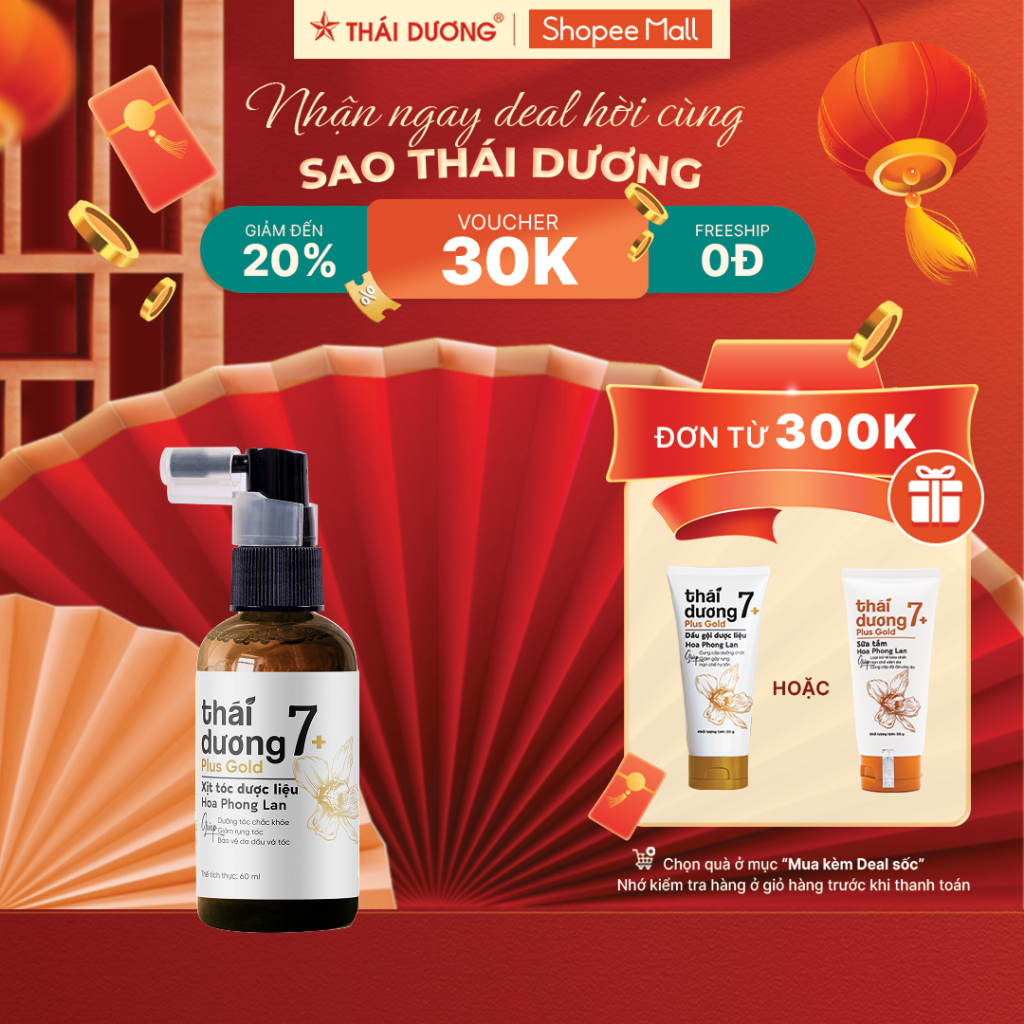 [live] Mua Xịt dưỡng tóc dược liệu Thái Dương 7 Plus Gold gold hoa phong lan 60ml tặng gội gội /xả 7