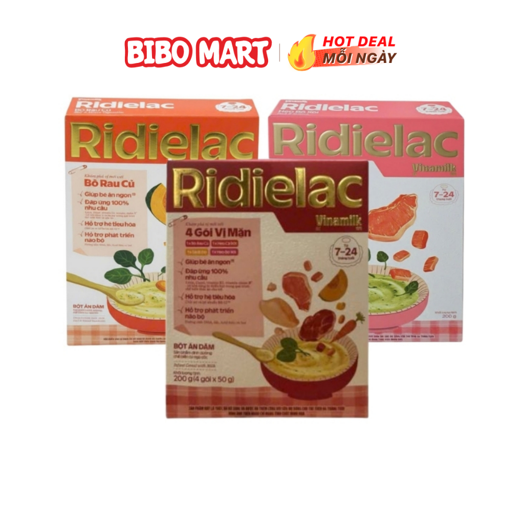 Bột Ăn Dặm Ridielac 200g Vị Ngọt Mặn Bổ Sung Vitamin Dưỡng Chất Cho Bé Từ 6-24 Tháng Tuổi-Bibo Mart