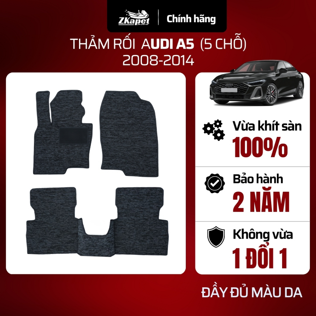 Thảm Lót Sàn Rối Cước Ô Tô Audi A5 (2 Cửa), Audi A5 (4 Cửa) 2010-2018 5 chỗ, Chống Bẩn Toàn Diện ZKA