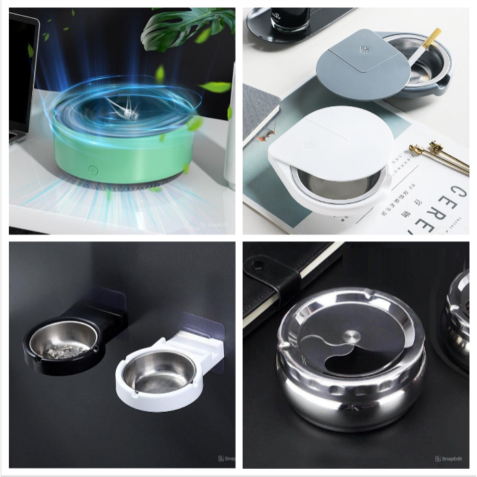 [FREESHIP] GẠT TÀN KHÔNG KHÓI TỰ DẬP AS08 - INOX NẮP XOAY, GẮN TƯỜNG, XOAY DƯỚI BÀN