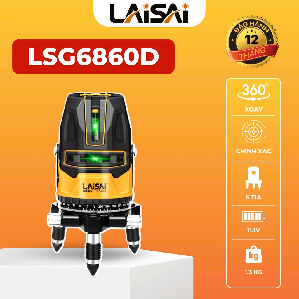 Máy Laser Cân Bằng Laser Laisai LSG6860D 5 Tia Xanh Siêu Sáng, Máy bắn cos laser siêu sáng