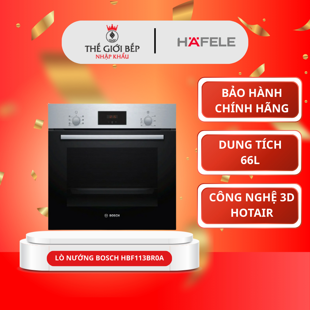 Lò Nướng BOSCH HBF113BR0A - 5 chế độ nướng, Công nghệ 3D Hotair, âm tủ 60 cm