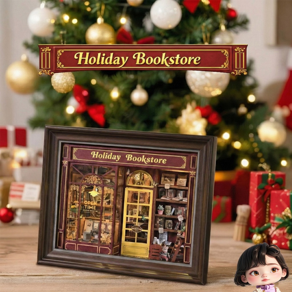 Mô Hình Gỗ DIY Khung Ảnh 3D Holiday Bookstore 📚 Mua 1 Tặng 3 Túi Mù