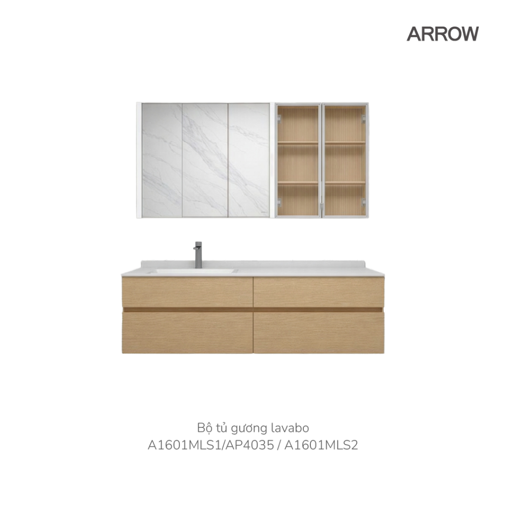 Bộ Tủ Lavabo Arrow A1601MLS1/AP4035 và Tủ Gương Arrow A1601MLS2