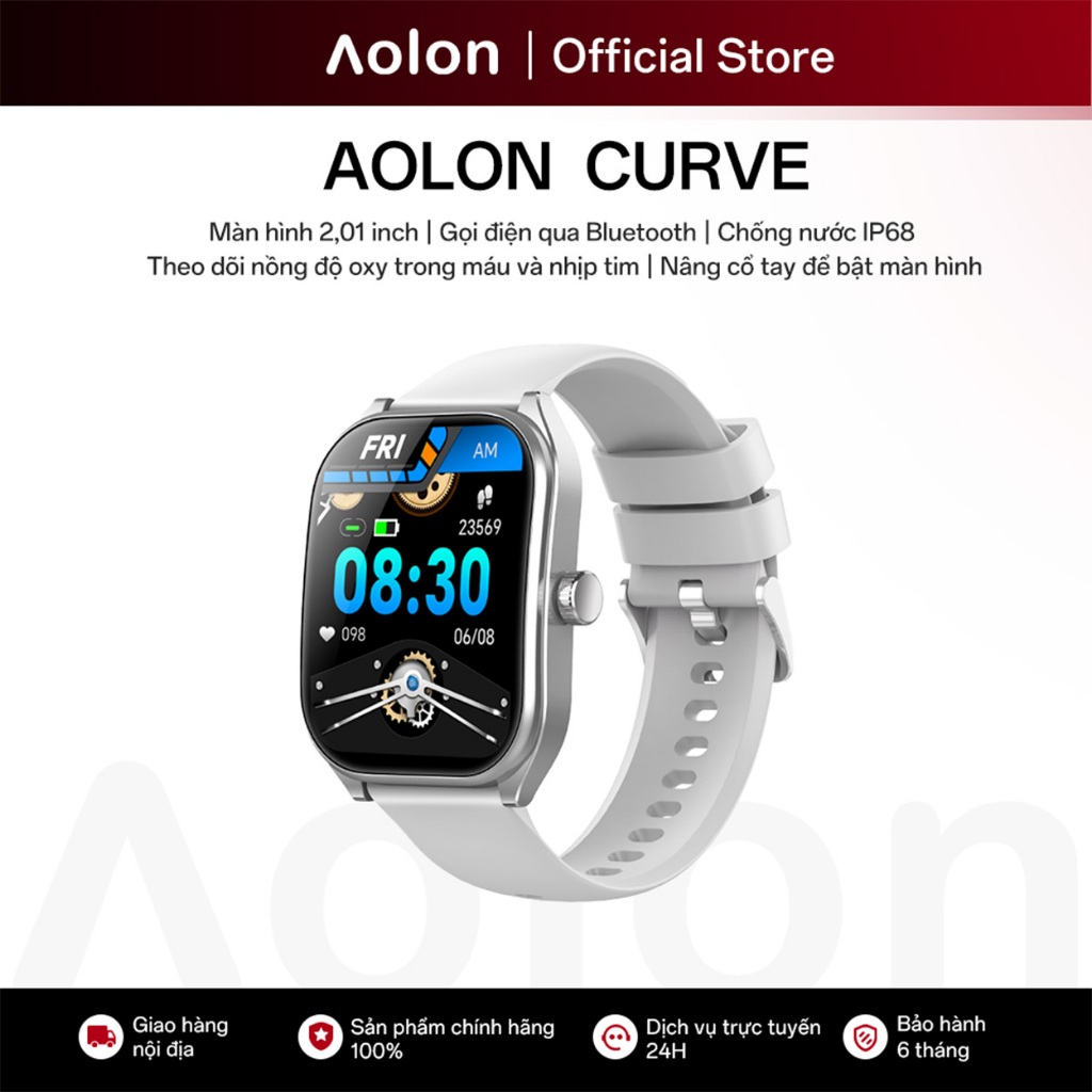 Aolon Curve Đồng Hồ Thông Minh – Thiết kế màn hình cong, IP68, Thông báo tin nhắn,Theo Dõi Sức Khỏe,