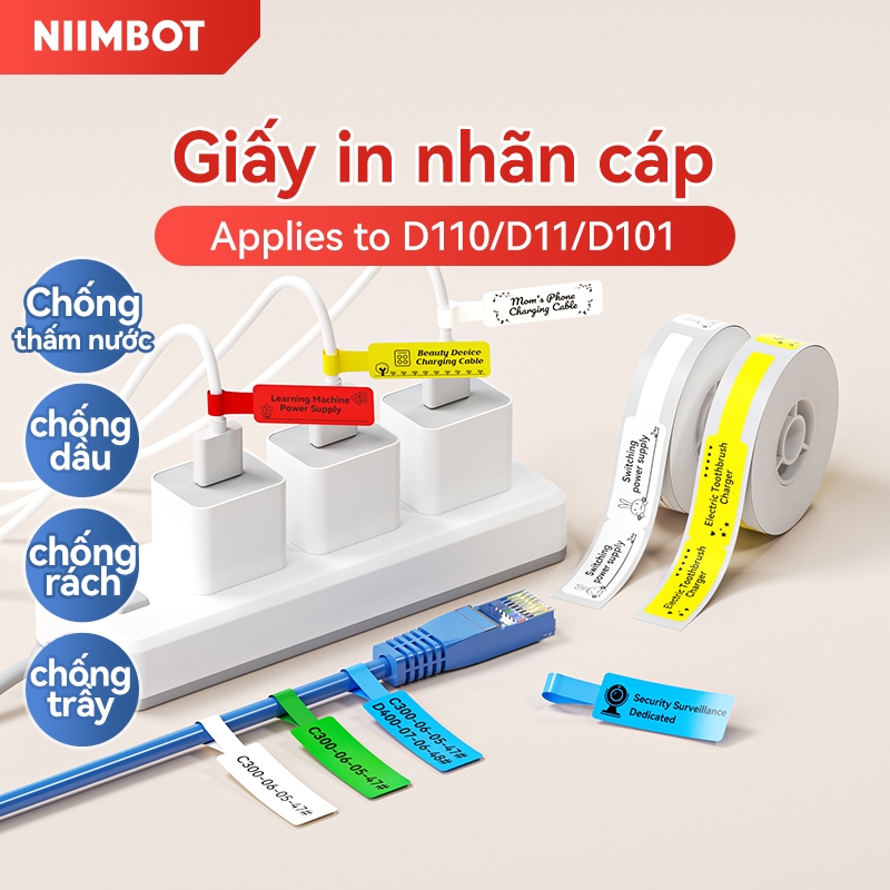 Niimbot  D110/D11/D101 Nhãn cáp Nhãn hiệu dữ liệu giấy Nhãn hiệu dây sợi Nhãn hiệu nhà tổ chức