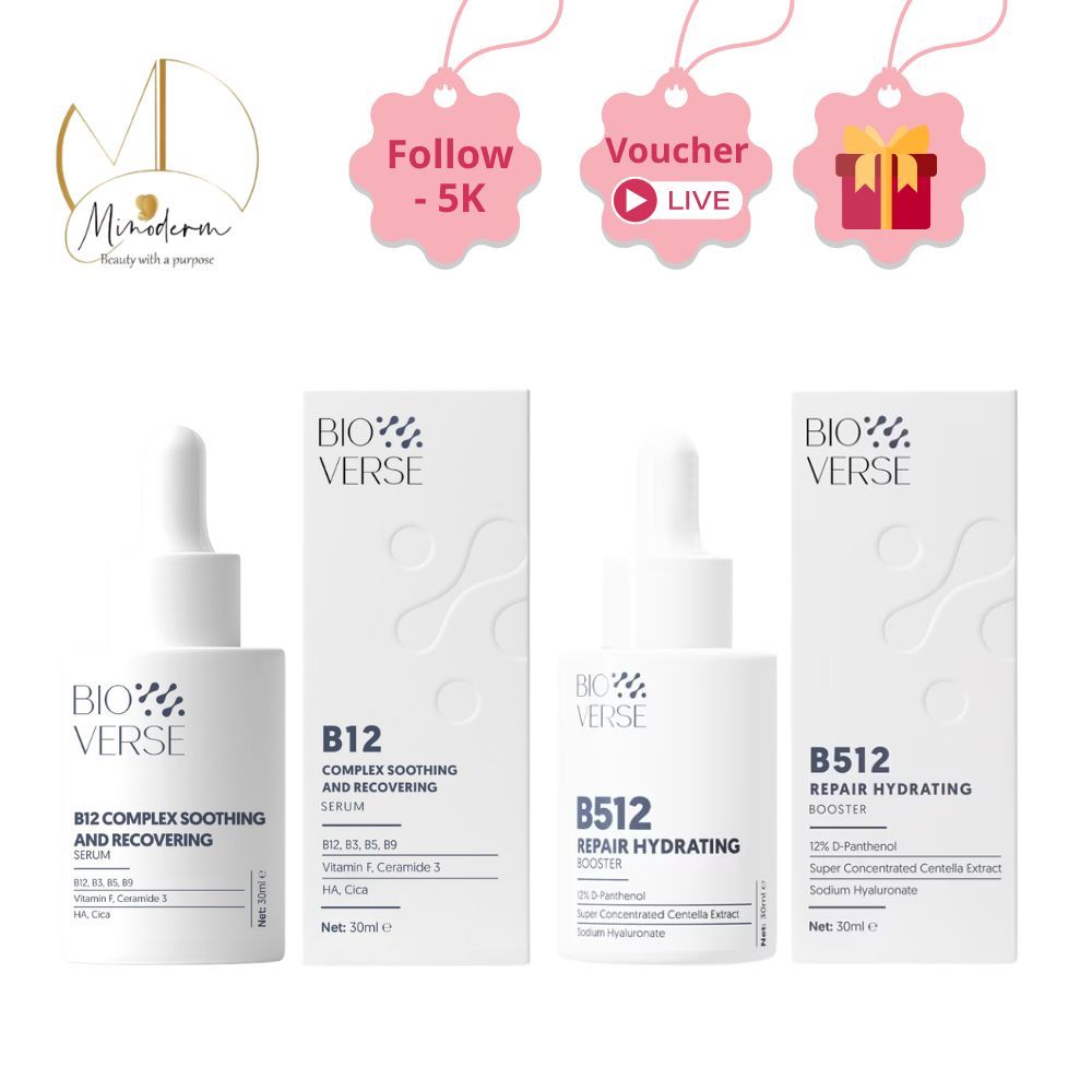 Tinh chất Bioverse B12, B512 phục hồi, giảm kích ứng, giảm đỏ.