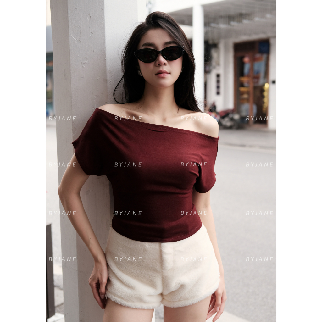 Áo Thun Nữ Trễ Vai Tay Ngắn Cotton Co Giãn Mềm Mịn Tôn Dáng Gợi Cảm BYJANE (từ 39–62kg) – 623 | BigBuy360 - bigbuy360.vn