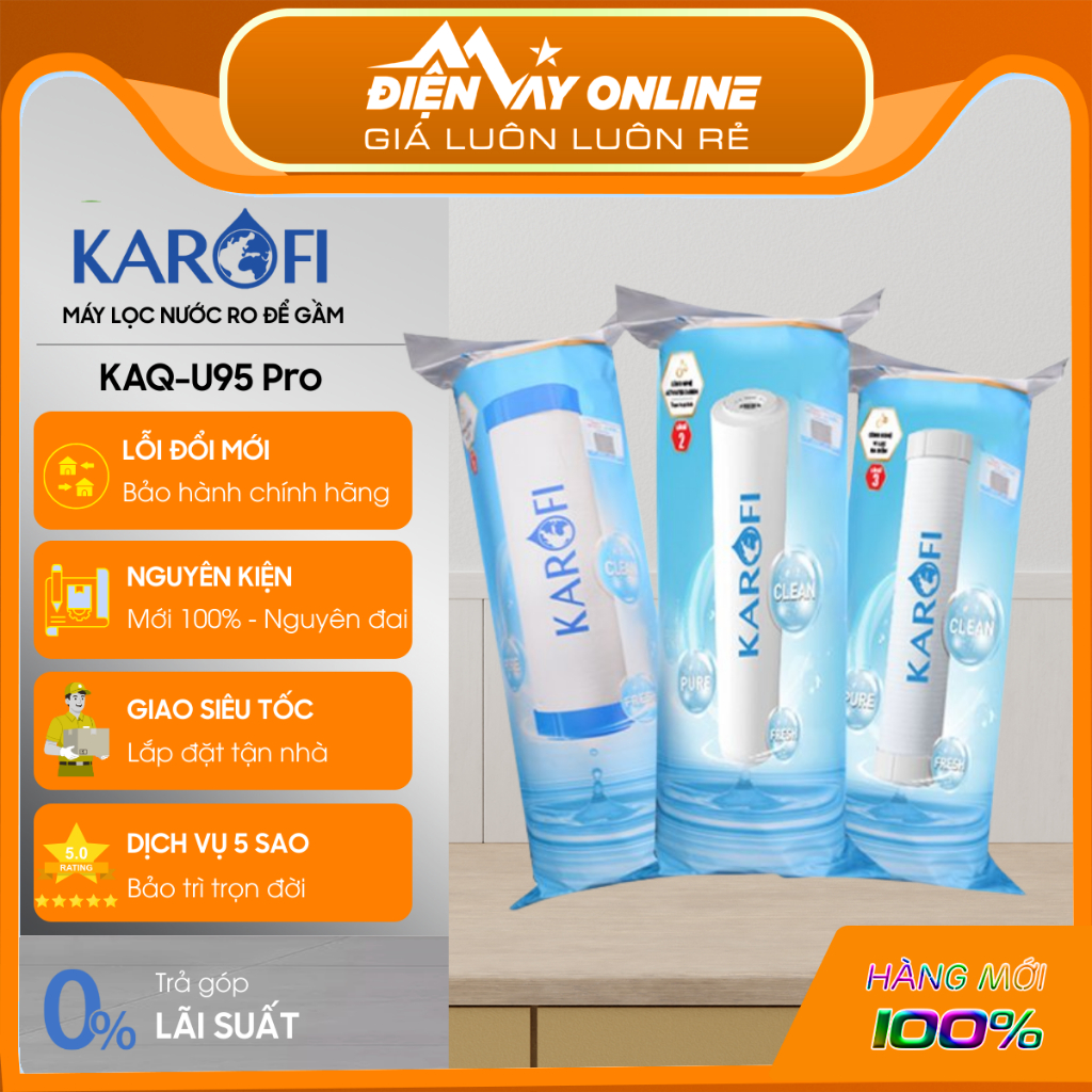 [CHÍNH HÃNG- HỎA TỐC] Bộ lõi lọc nước Karofi Duo số 1,2,3 dòng cơ bản