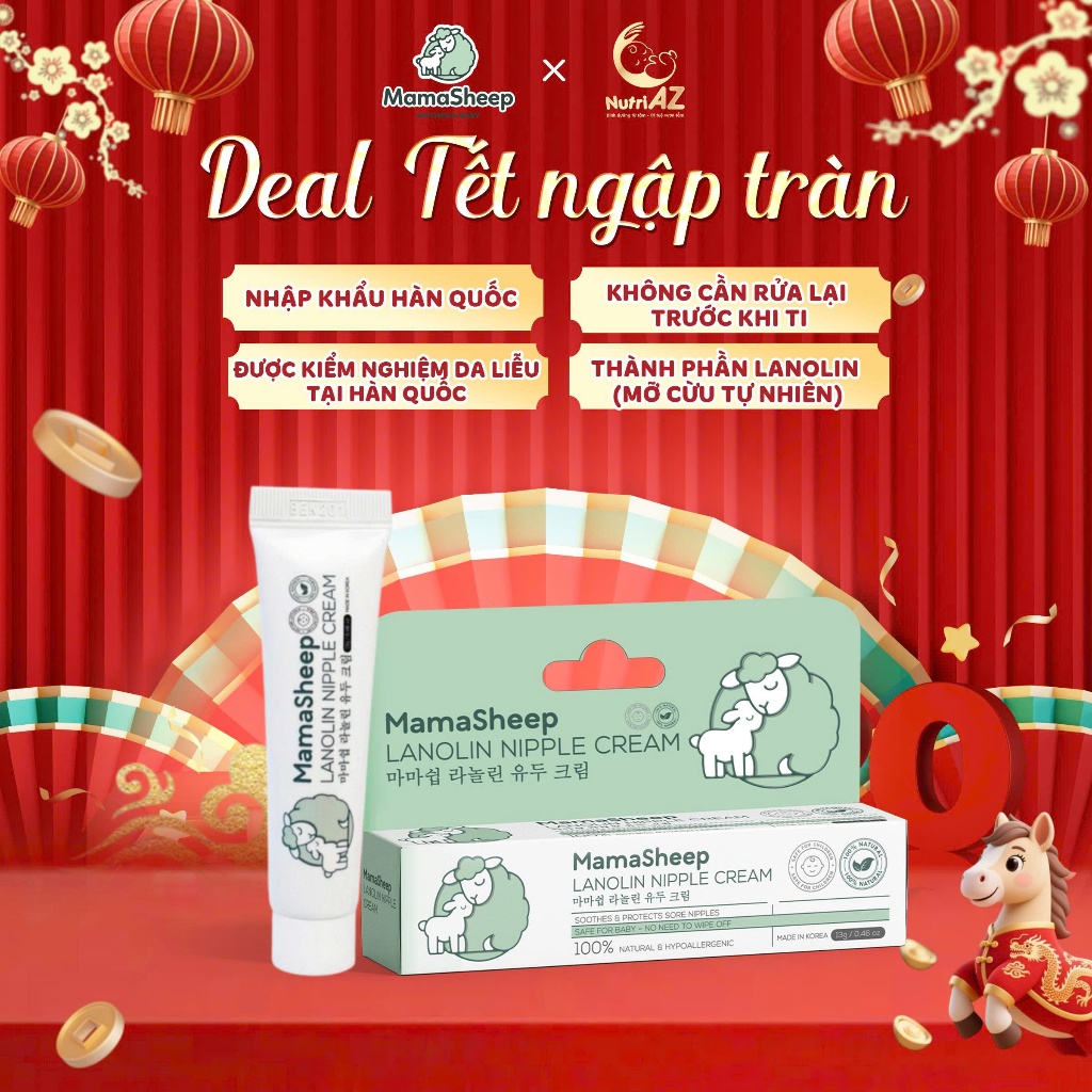 Kem Bôi Nứt Đầu Ti MamaSheep Cho Mẹ Bầu Sau Sinh, Thành Phần Lanolin Tinh Khiết, Dưỡng Ẩm Nhũ Hoa, Nhập Khẩu Hàn Quốc