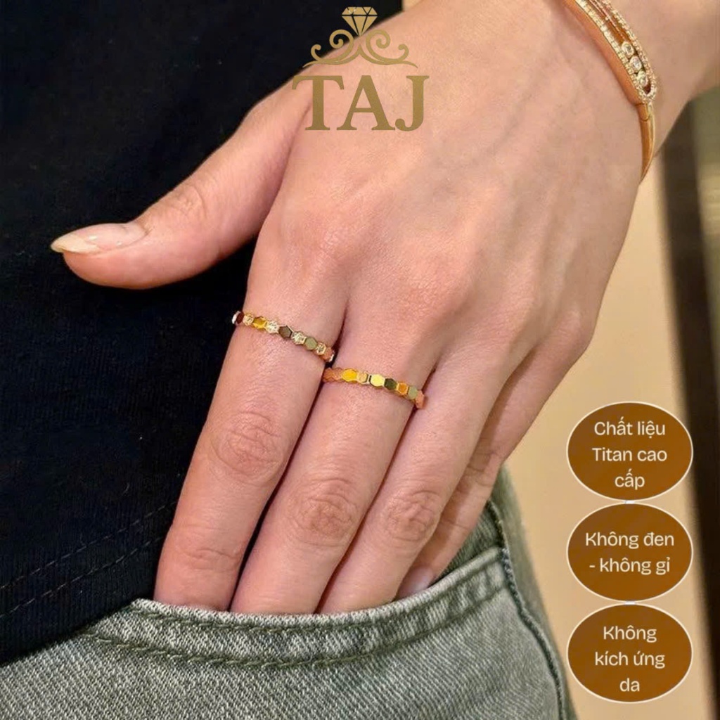 Nhẫn Titan lục giác phối đá N23-24