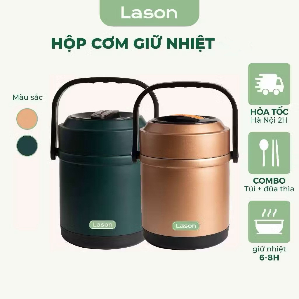 Hộp cơm giữ nhiệt Lason Basic 2000ml, cà men đựng cơm văn phòng, cặp lồng ủ nóng HC-GN13