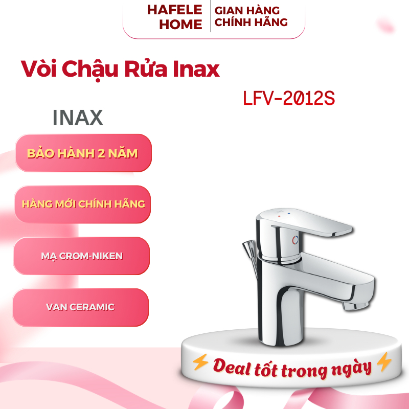 Vòi Chậu Lavabo Nóng Lạnh INAX LFV-2012S/ LFV-2012S-R - Tay Gạt Dẹt - Thân Vòi Nguyên Khối - EEH