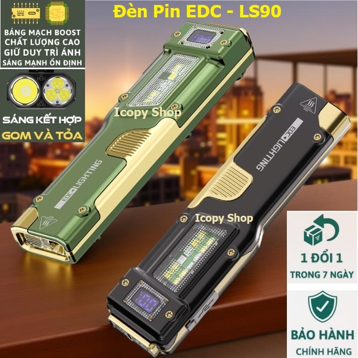 Đèn Pin EDC Siêu Sáng Đa Năng, Nhỏ Gọn Có Móc Gài Tiện Dụng, Đèn 8 Chế Độ Sáng Có UV Test UV