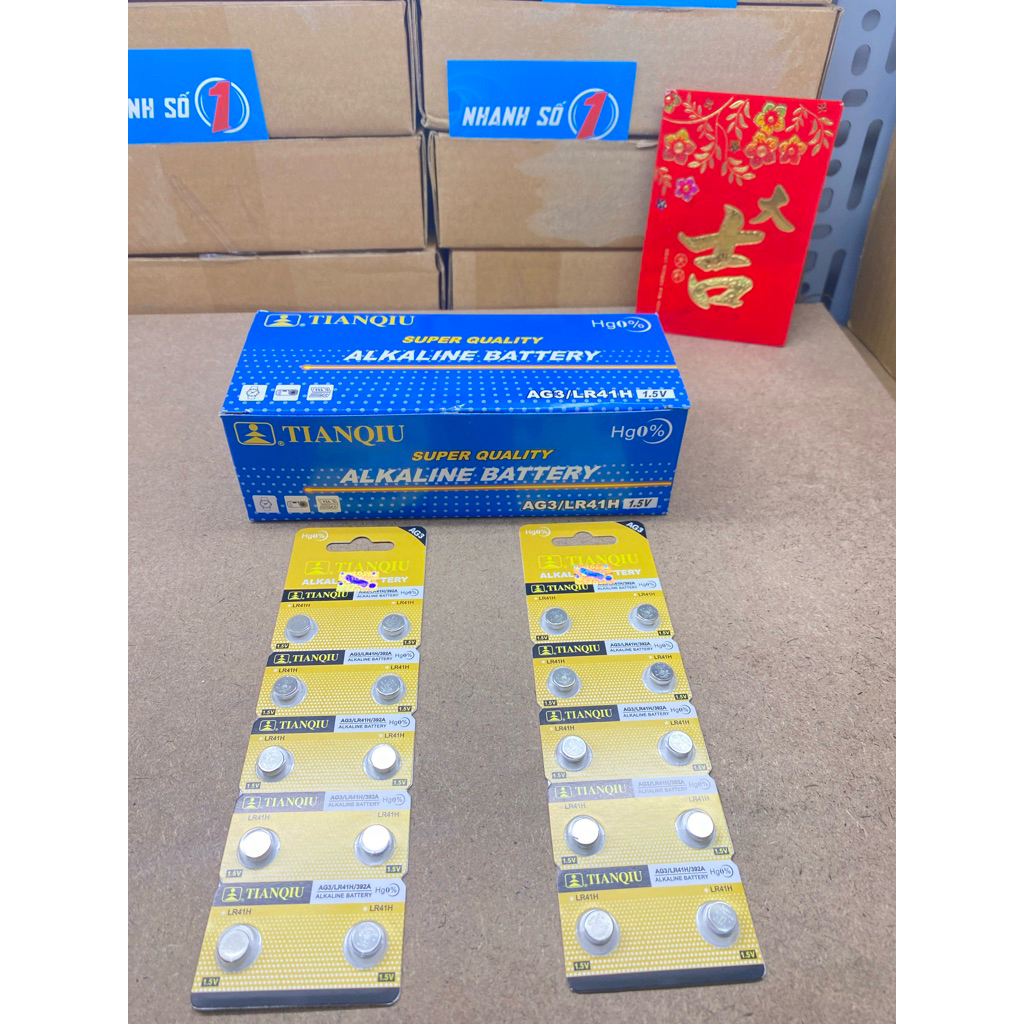 Hộp 200 Viên Pin AG3 / LR41 TIANQIU Hàng Chính Hãng