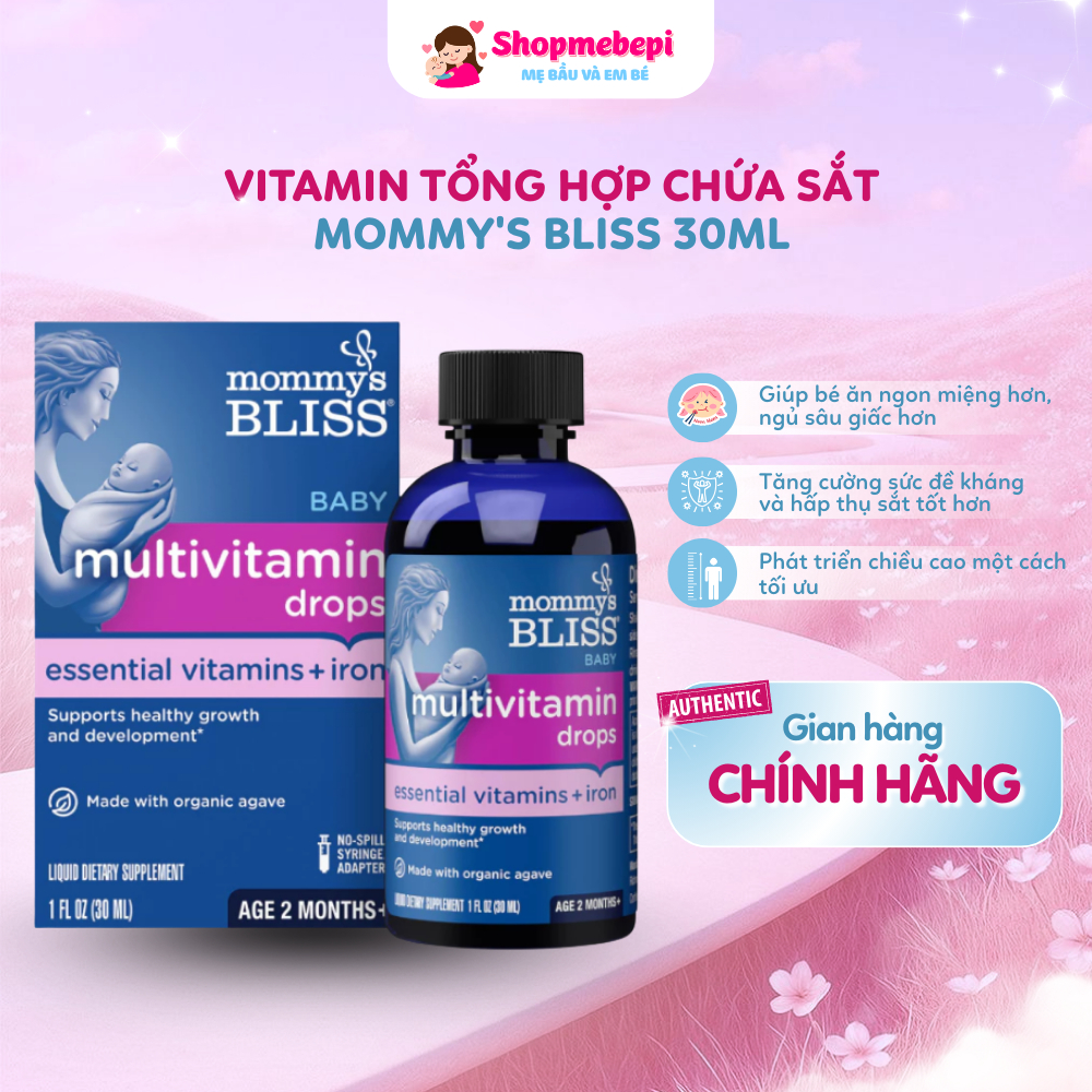 Sắt Và Vitamin tổng hợp Mommy's Bliss Multivitamin With Iron 30ml Cho Bé Từ 2 Tháng [Shop Mẹ Bé Pi]
