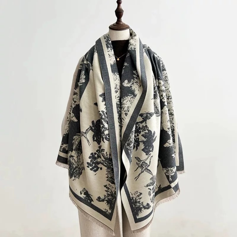 Khăn Choàng Cổ Nữ Jacquard Cao Cấp Dệt Mực ANORA – Phong Cách Cổ Điển, Quà Tặng Sang Trọng 2026, Tặn