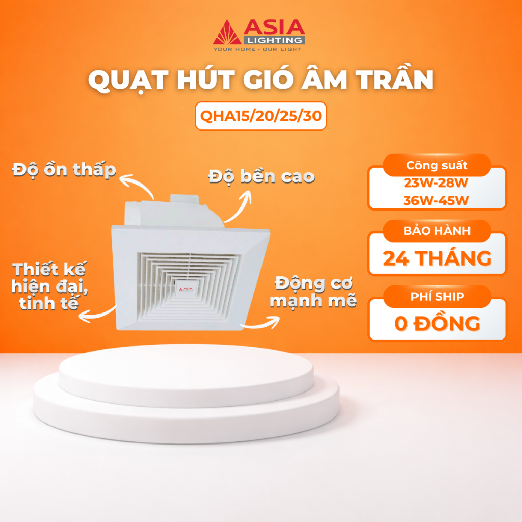Quạt Hút Gió Âm Trần Asia Lighting – Hút Mùi Mạnh, Hoạt Động Êm, Siêu Bền, Thông Gió Tốt