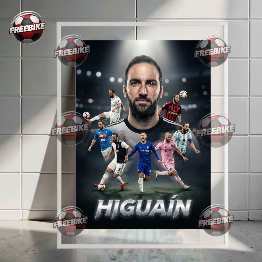 KHUNG POSTER HIGUAIN KHUNG BẰNG KÍNH PHA LÊ CAO CẤP MẪU 1