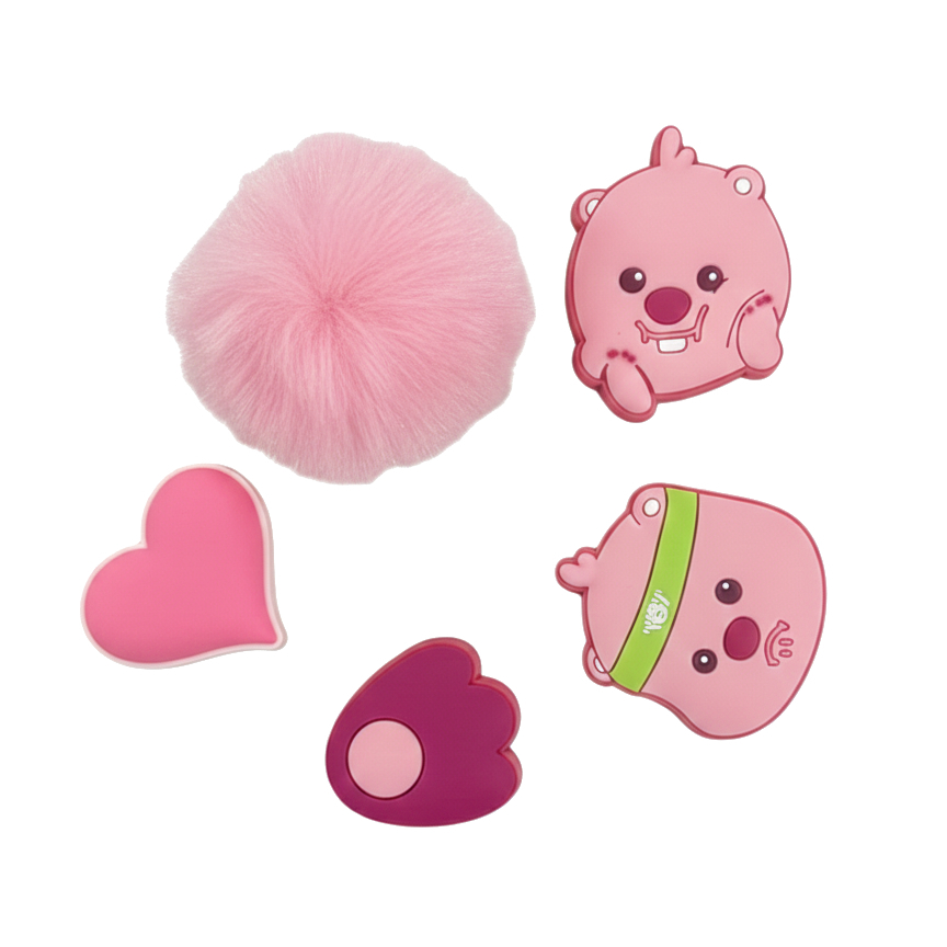 Set jibbitz charm Loopy trang trí gắn dép sục, Set jibbitz charms sticker Loopy 3D dầy gắn dép sục