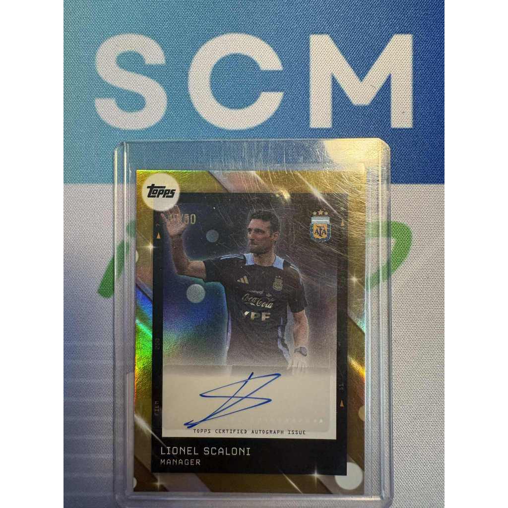 Thẻ bóng đá chữ kí giới hạn N100 Lionel Scaloni Argentina Argent Autograph /50 Topps FC Focus Argent