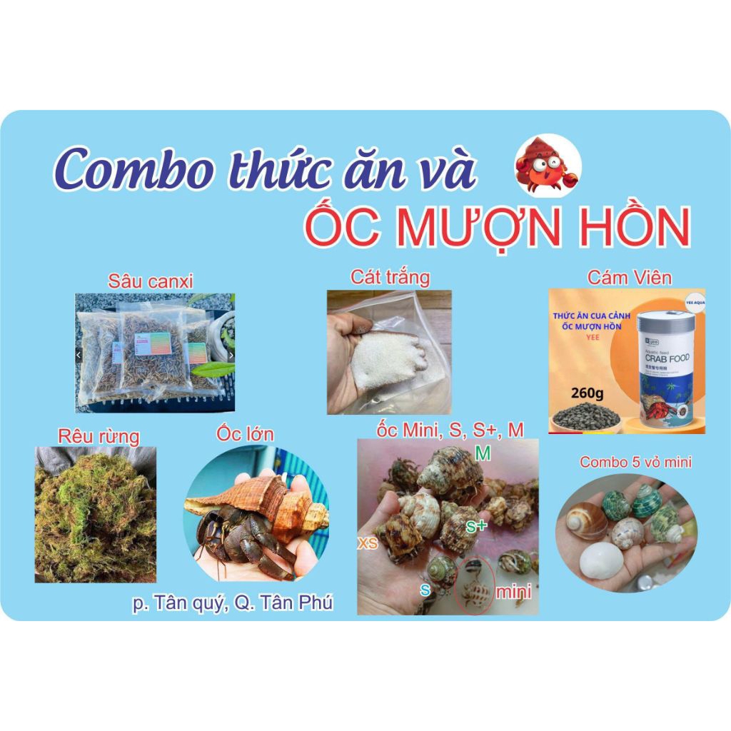 Combo thức ăn cho ốc mượn hồn và Rugo, Bre, Vio Thái to 2XL-3XL-4XL