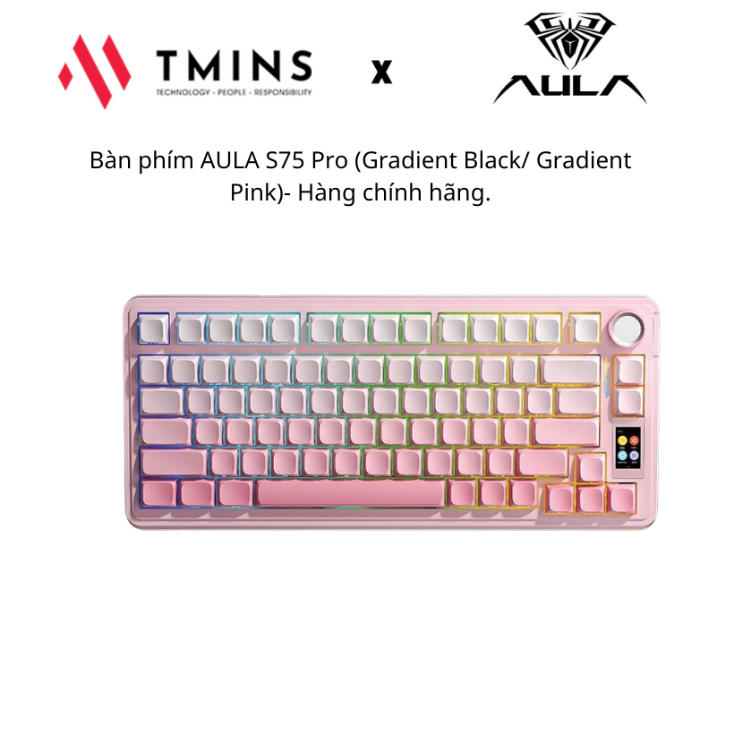 Bàn phím AULA S75 Pro (Gradient Black/ Gradient Pink)- Hàng chính hãng.