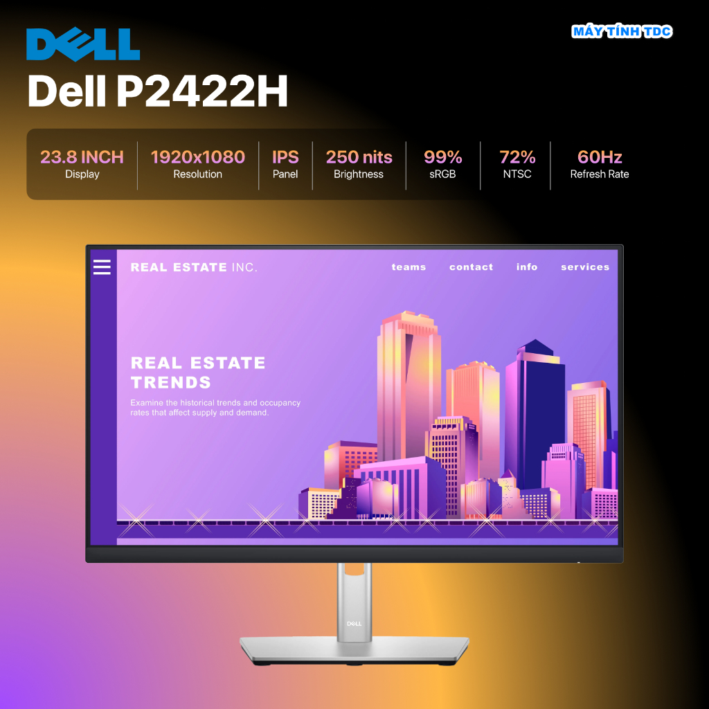 (Cũ) Màn hình DELL 24 INCH P2422H IPS -FHD- TRÀN VIỀN 3 CẠNH - Hàng thanh lý công ty, văn phòng.