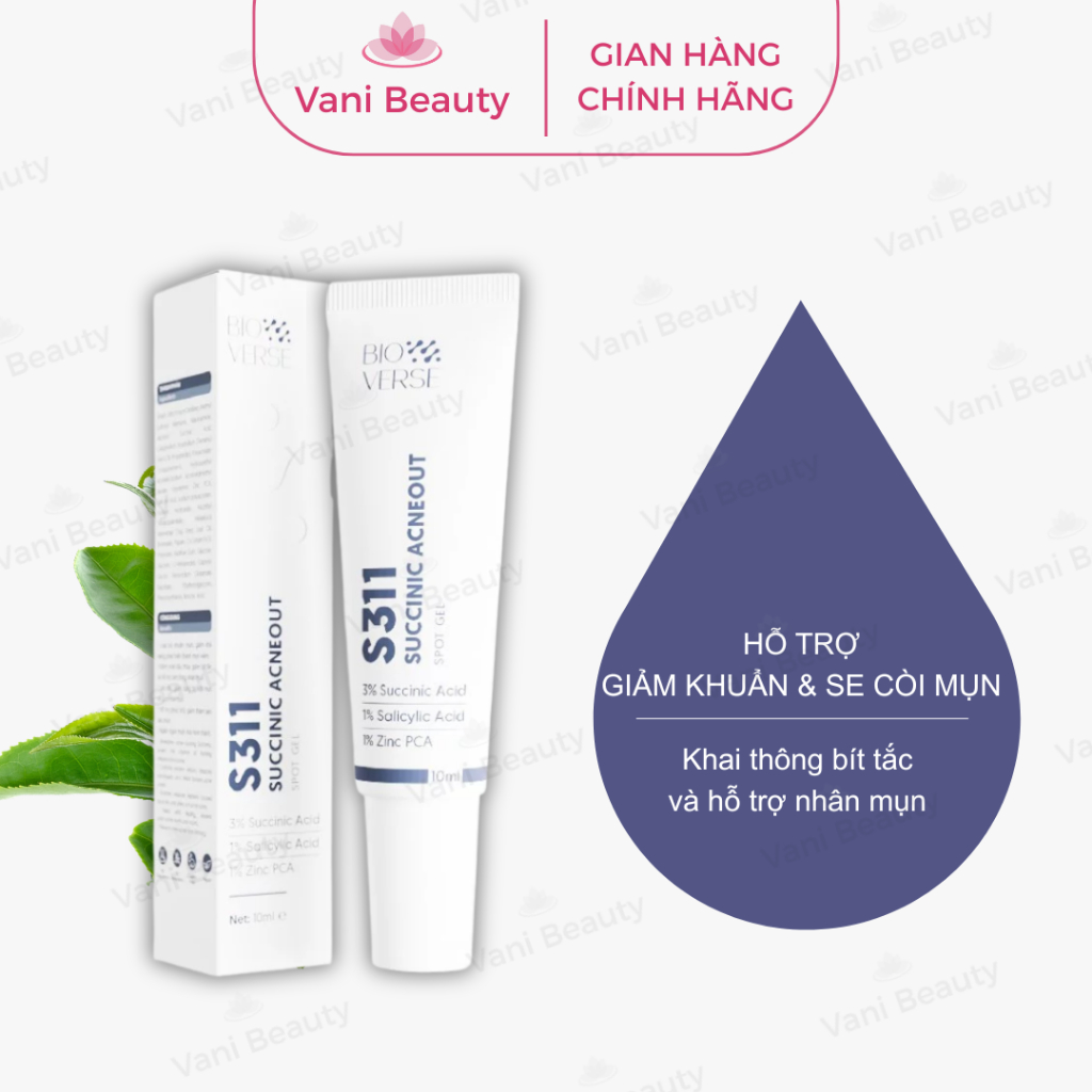 Gel Chấm Mụn Bioverse S311 Succinic Acneout Dành Cho Da Mụn Hỗ Trợ Giảm Viêm Sưng & Làm Khô Cồi Mụn 