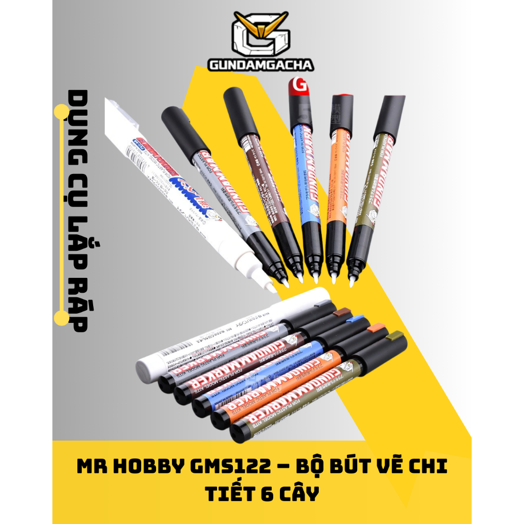 Bút Viền / Bút Vẽ Chi Tiết Mr Hobby GMS122 – Bộ 6 Cây | Chính Hãng Mr.Hobby