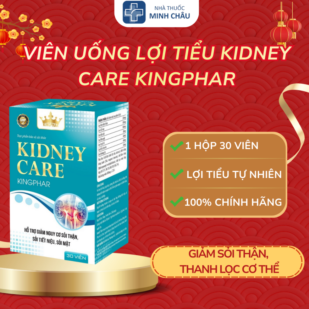 Viên uống lợi tiểu KIDNEY CARE Kingphar - hộp 40 viên - hỗ trỡ giảm nguy cơ sỏi thận , sỏi tiết niệu