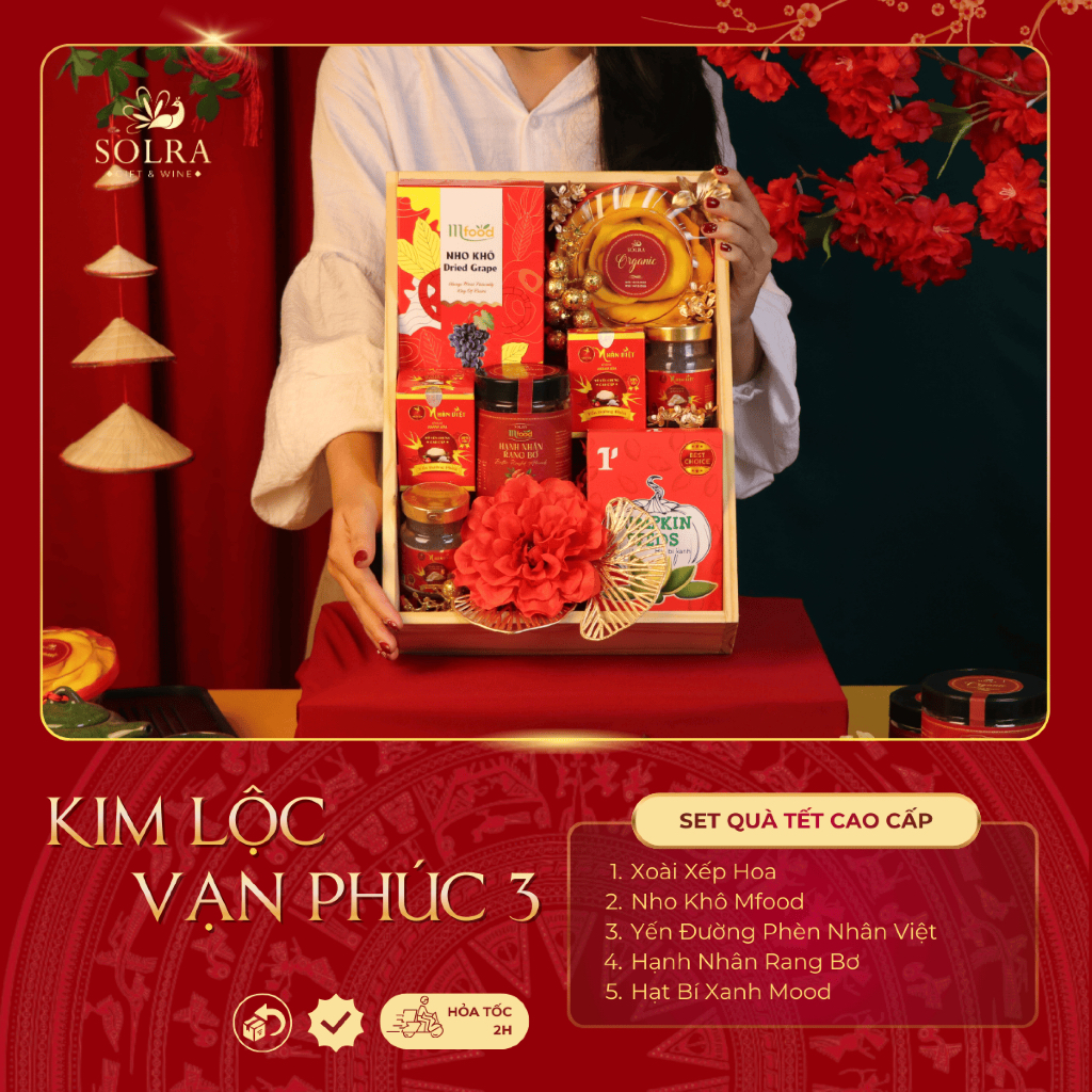 Hộp Quà Tặng 2026  Solragift 10 Món “Kim Lộc Vạn Phúc” Set Quà Thanh Nhã Để Biếu Tặng Gia Đình